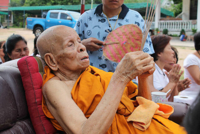 Luang Phu Panya in Buddha Abhiseka Ceremony Blessing Amulets