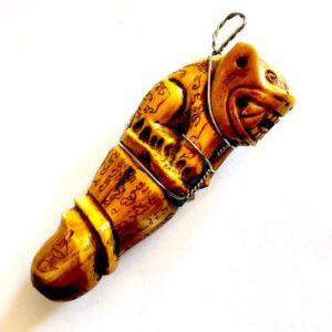 Suea Palad Carved Tiger on Boars Tusk Hand Spell Inscription Luang Por Sawai Wat Bridaram